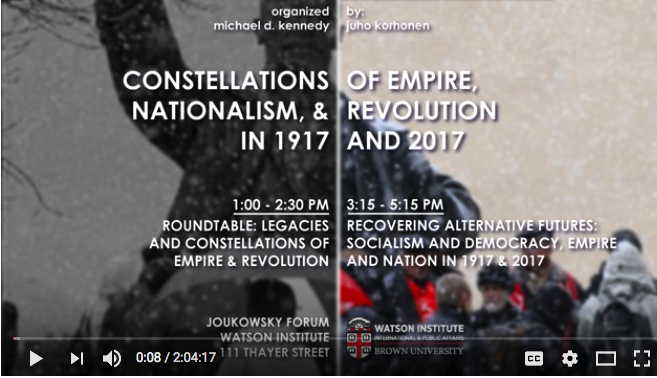 Screenshot Youtube. WIIPA. Constellations of Empire, Nationalism and Revolution in 1917 and 2017 – Roundtable. 2017-12-14